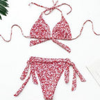 Damen Triangel-Bikini mit verspieltem BindR&Band und floralem Design R&B
