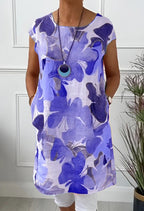 Damen Leichtes Strandkleid mit floralem Muster und Taschen R&B