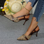 Damen Elegante High Heel Slingback-Pumps mit modischem Riemendesign und edlen Akzenten