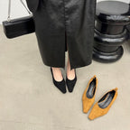 Damen Elegante Ballerinas mit spitzem Zehenbereich und feiner Velours-Oberfläche R&B