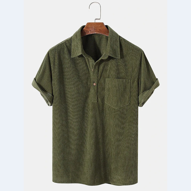 Herren Kurzarm Poloshirt aus gestreiftem Stoff mit Knopfleiste und Brusttasche R&B