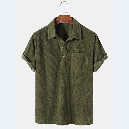 Herren Kurzarm Poloshirt aus gestreiftem Stoff mit Knopfleiste und Brusttasche R&B