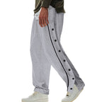 Herren Sportliche Jogginghose mit seitlichen Druckknöpfen und elastischem Bund R&B