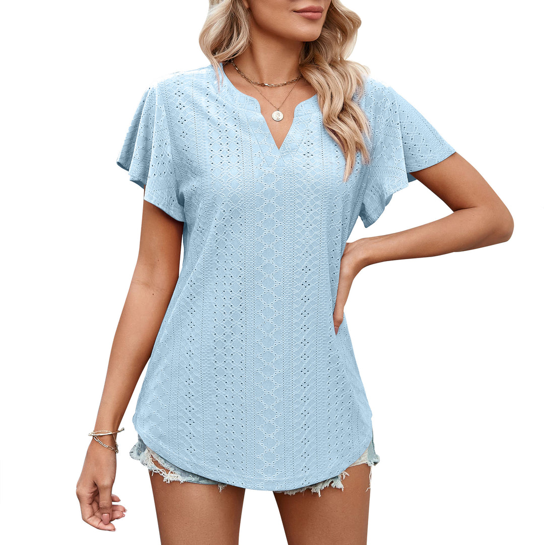 Damen Luftiges Blusenshirt mit effektvollem Lochmuster R&B