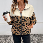 Damen Teddyjacke mit Leopardenmuster R&B