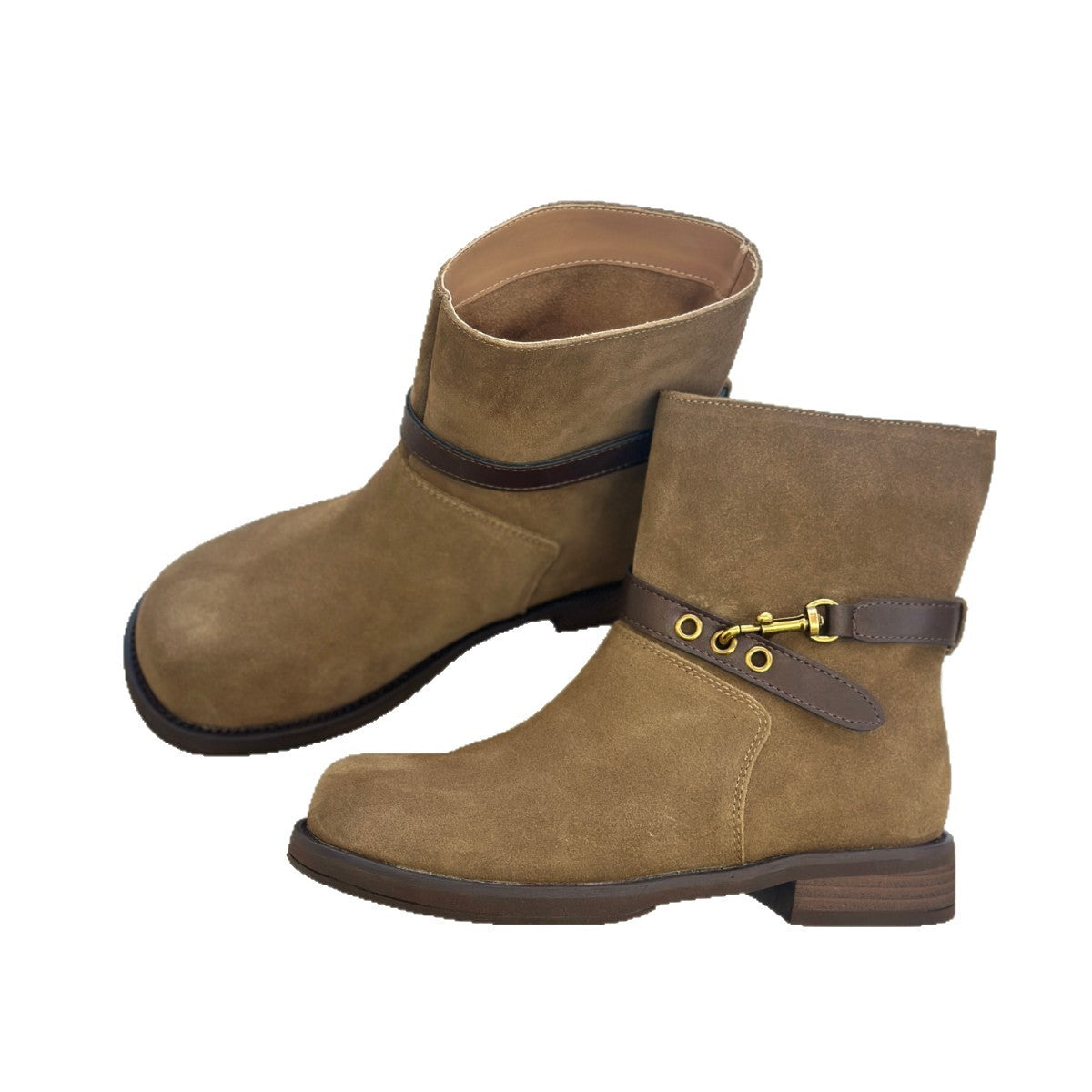 Damen elegante Chelsea Boots mit modischen Schnallen und hochwertiger Wildlederoberfläche R&B