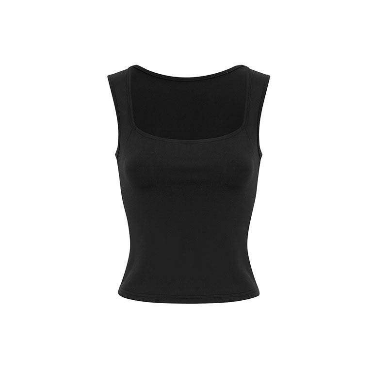 Damen eng anliegendes Tanktop mit quadratischem Ausschnitt und atmungsaktiver Struktur R&B