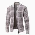 Herren modische Strickjacke mit hohem Kragen und stilvollem Karomuster