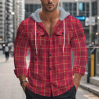 Herren Hemd mit Kapuze aus kariertem Stoff und modischen Details R&B