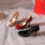 Damen Elegante Lackleder-Pumps mit verstellbaren Riemchen R&B
