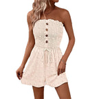 Damen Bandeau Jumpsuit mit Knopfdetails und Taillenzug R&B