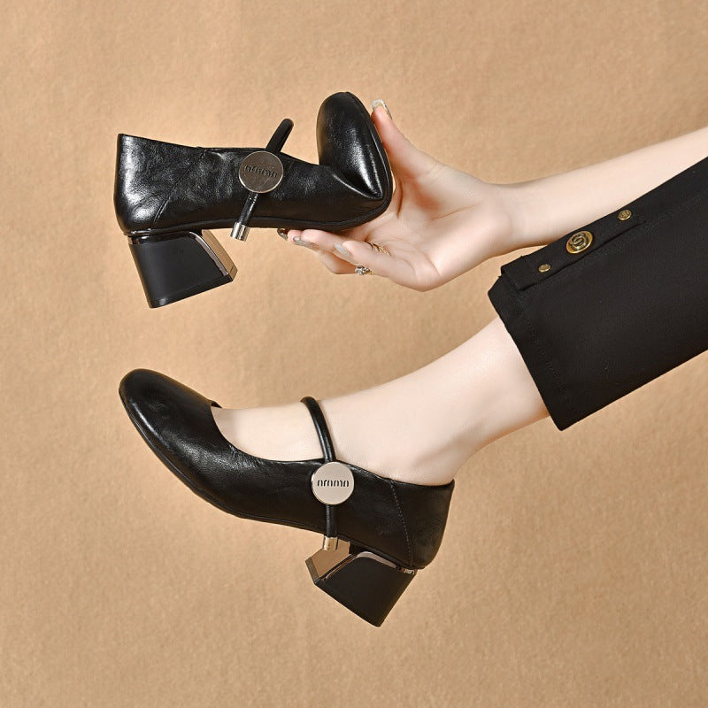 Damen elegante Mary Jane Ballerinas mit herausnehmbarem Fußbett und komfortablem Blockabsatz R&B