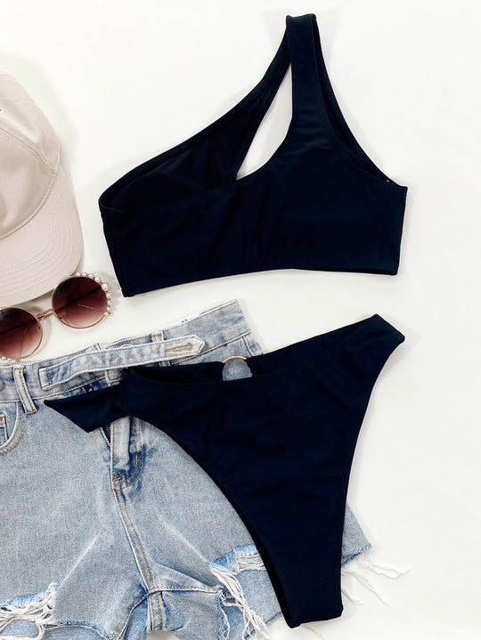 Damen Hochtaillierter Bikini mit Ringdetail und verspieltem Bindegürtel R&B