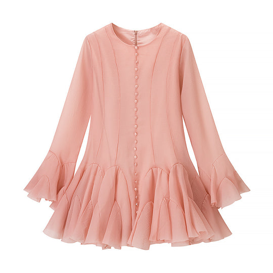 Damen Fransen-Kleid mit fließendem Rüschenabschluss R&B