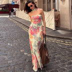Damen Elegantes Maxikleid mit floralem Muster und schicker Rückenschnürung R&B