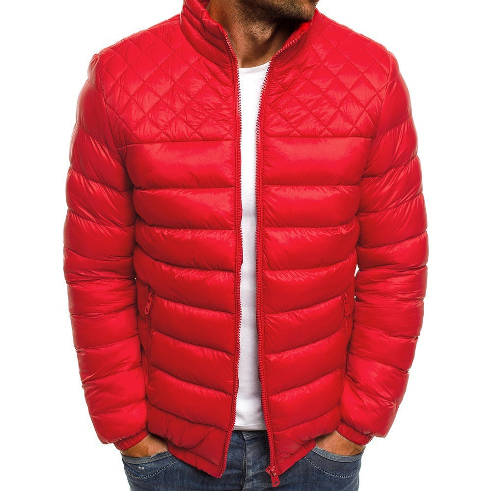 Herren gesteppte Winterjacke mit hohem Kragen und seitlichen Reißverschlusstaschen R&B