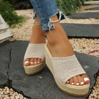 Damen Plateausandalen mit geflochtener Oberseite R&B