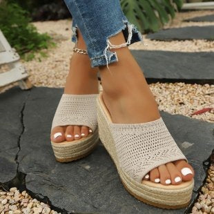 Damen Plateausandalen mit geflochtener Oberseite R&B