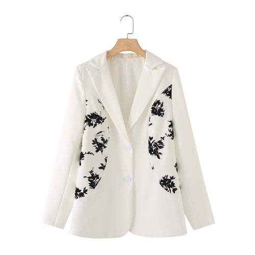 Damen elegante Blazerjacke mit floralen Details und hochwertiger Verarbeitung R&B