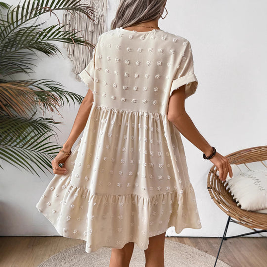 Damen Verspieltes Sommerkleid mit V-Ausschnitt und Rüschensaum R&B