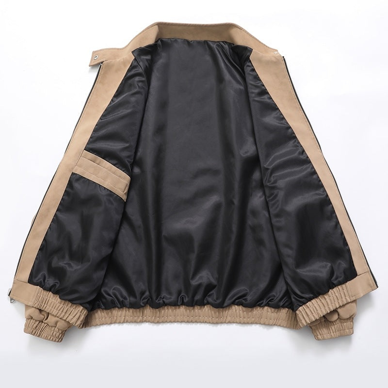 Herren stylische Kunstlederjacke im modernen Design und elastischen Bündchen R&B