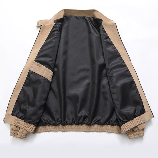 Herren stylische Kunstlederjacke im modernen Design und elastischen Bündchen R&B
