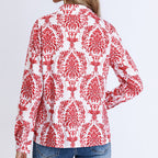 Damen Bluse mit floralen Muster und klassischem Kragen R&B