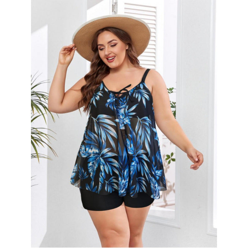 Damen Tankini-Set mit floralem Oberteil und figurbetonendem Unterteil R&B