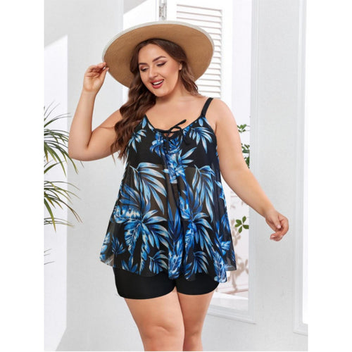 Damen Tankini-Set mit floralem Oberteil und figurbetonendem Unterteil R&B