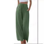 Damen weite Leinenhose mit elastischem Bund und praktischen Seitentaschen R&B