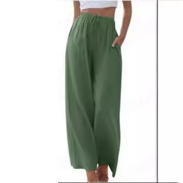 Damen weite Leinenhose mit elastischem Bund und praktischen Seitentaschen R&B
