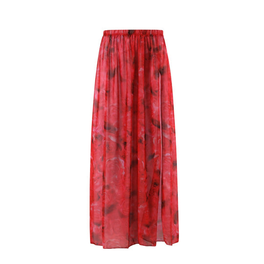 Damen Einteiler Badeanzug mit floralem Design und transparentem Überrock R&B