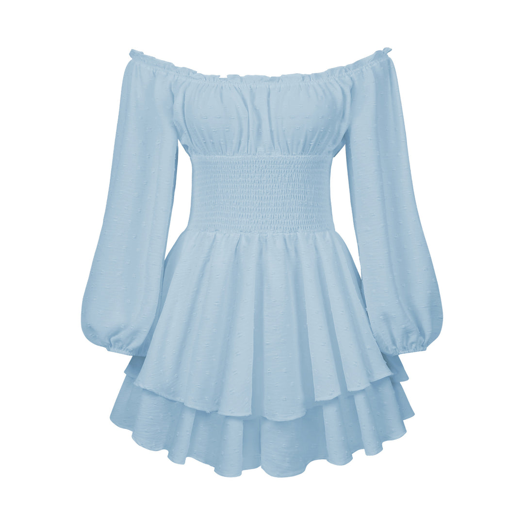 Damen Voluminöses Off-Shoulder Kleid mit voluminösen Ärmeln R&B