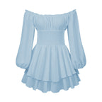 Damen Voluminöses Off-Shoulder Kleid mit voluminösen Ärmeln