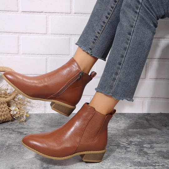 Damen modische Ankle-Boots mit elegantem Reißverschluss und stabiler Sohle R&B