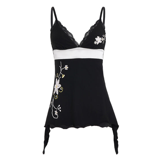 Damen Nachthemd mit floralen Stickdetails und Spitzenverarbeitung R&B