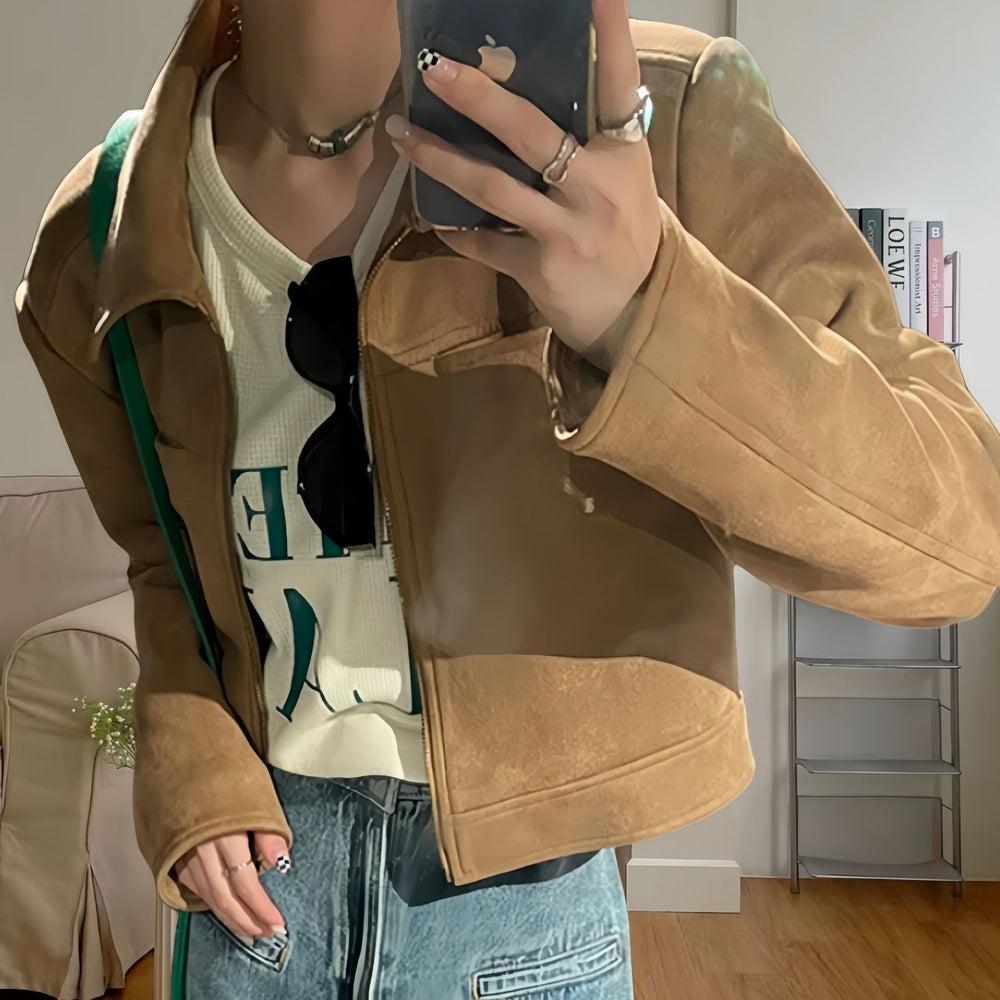 Damen Lässig cropped Jacke R&B