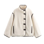 Damen Kuschelige Teddyjacke mit hohem Kragen und praktischen Eingrifftaschen R&B