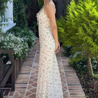 Damen Exquisites Trägerkleid mit floralem Muster und bindbarem Dekolleté R&B