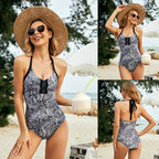 Damen Einteiler Badeanzug mit raffinierten Cut-Outs und elegantem Spitzen-Detail R&B