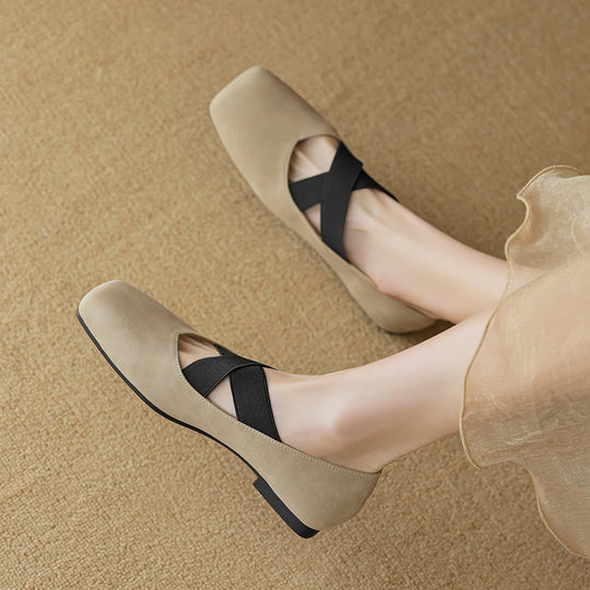 Damen elegante Ballerinas mit schimmerndem Obermaterial und komfortablem Riemen R&B