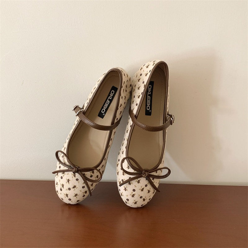 Damen Ballerinas mit verstellbarem Riemen und dekorativem Schleifenakzent R&B