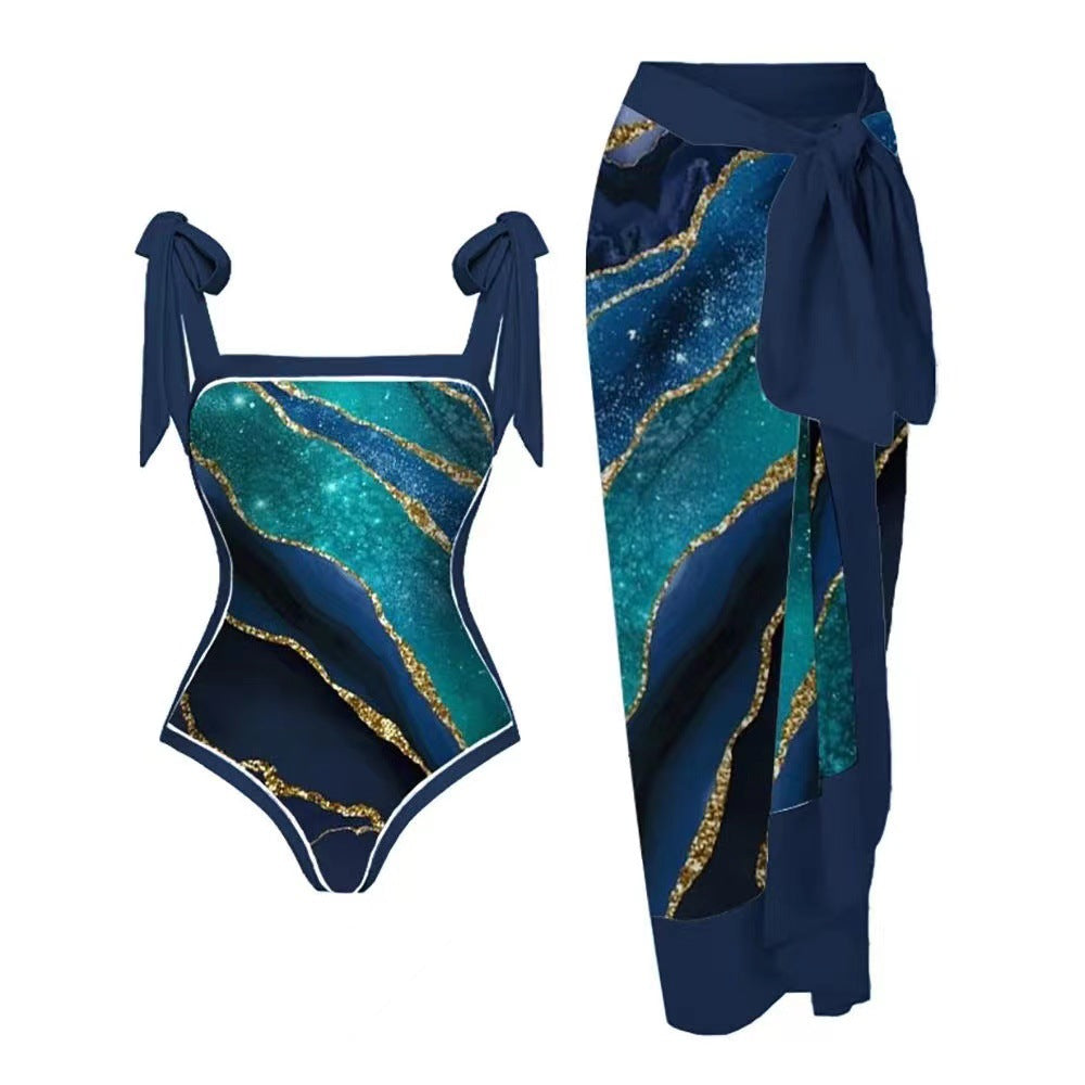 Damen Badeanzug mit elegantem Wickelrock R&B 1782104434
