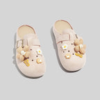 Damen Clogs mit floralem Dekor und verstellbarem Riemen