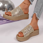Damen Glitzernde Plattform-Sandalen