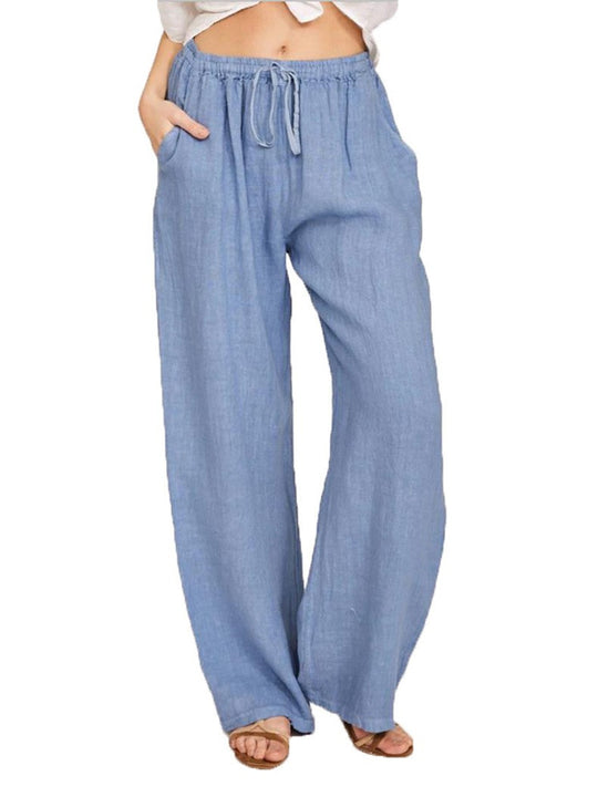 Damen Leinenhose mit weitem Bein und praktischen Seitentaschen R&B