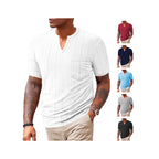 Herren Kurzarm T-Shirt mit V-Ausschnitt und Brusttasche R&B