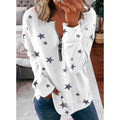 Damen Kapuzensweatshirt mit Reißverschluss und Sternenmuster R&B