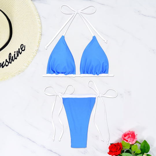 Damen Triangel-Bikini mit verstellbaren Trägern und raffinierten Rüschendetails R&B