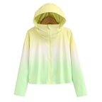 Damen nan ultraleichte Sonnenschutz-Hoodie mit Ombre-Verlauf und kurzem Schnitt R&B